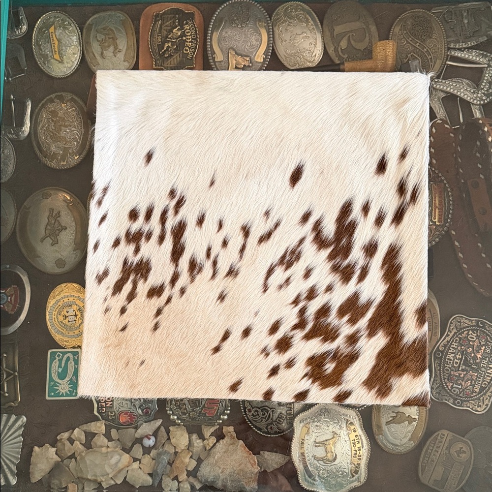 Rustic Cowhide Accent Pillow in Brown and Cream